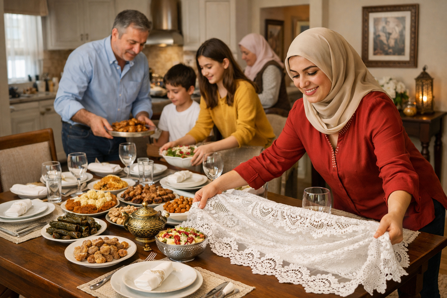 Bayram oncesi aile ici hazirlik ve sofra duzeni